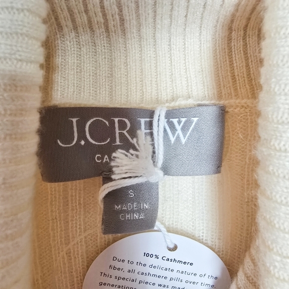 J. Crew Featherweight Cashmere Turtleneck Sweater With Rhinestones Buttercream - Picture 9 of 14